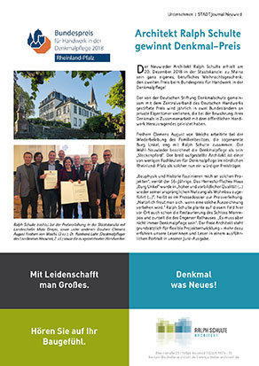 Ralph Schulte im StadtJournal Neuwied Denkmalschutz